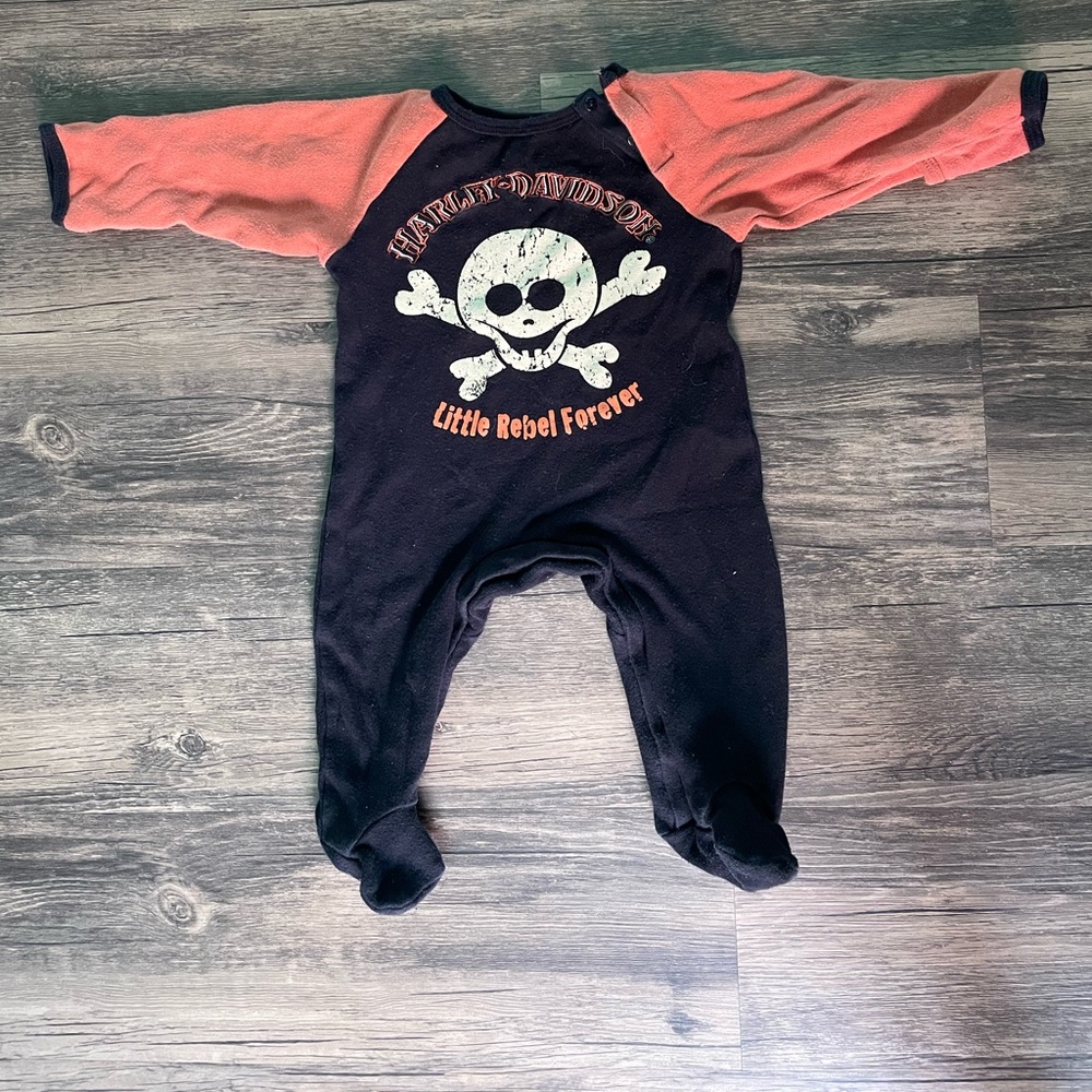 Baby 3-6 month vintage Harley Davidson long sleeve onesie/pjs
